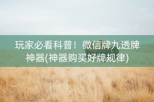 玩家必看科普！微信牌九透牌神器(神器购买好牌规律)