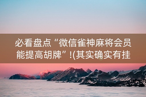 必看盘点“微信雀神麻将会员能提高胡牌”!(其实确实有挂)-抖音