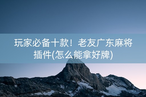 玩家必备十款！老友广东麻将插件(怎么能拿好牌)