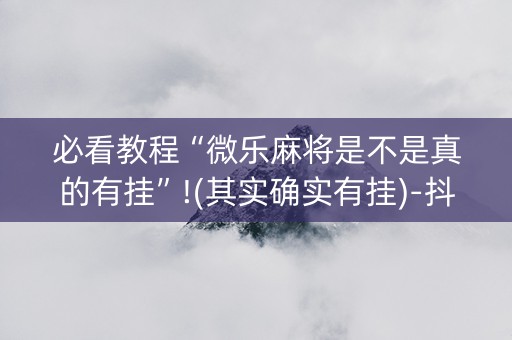 必看教程“微乐麻将是不是真的有挂”!(其实确实有挂)-抖音