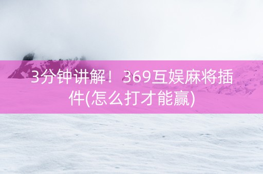 3分钟讲解！369互娱麻将插件(怎么打才能赢)