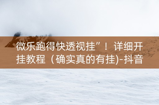 微乐跑得快透视挂”！详细开挂教程（确实真的有挂)-抖音