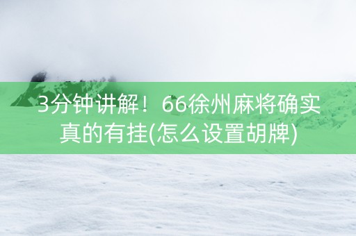 3分钟讲解！66徐州麻将确实真的有挂(怎么设置胡牌)