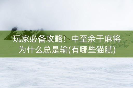 玩家必备攻略！中至余干麻将为什么总是输(有哪些猫腻)