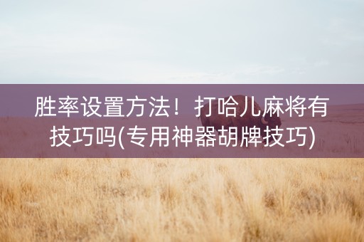 胜率设置方法！打哈儿麻将有技巧吗(专用神器胡牌技巧)