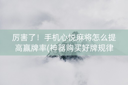厉害了！手机心悦麻将怎么提高赢牌率(神器购买好牌规律)