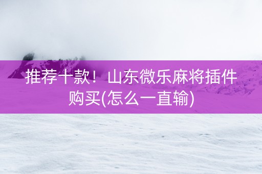 推荐十款！山东微乐麻将插件购买(怎么一直输)