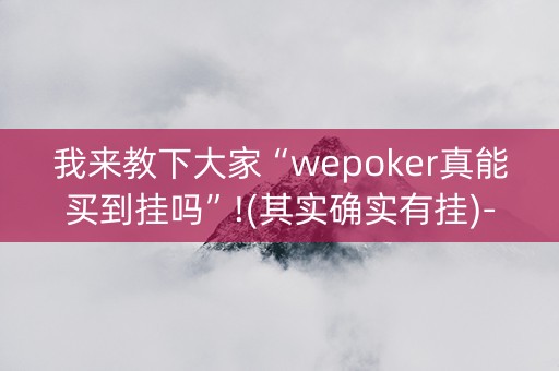 我来教下大家“wepoker真能买到挂吗”!(其实确实有挂)-抖音