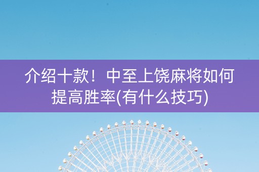 介绍十款！中至上饶麻将如何提高胜率(有什么技巧)