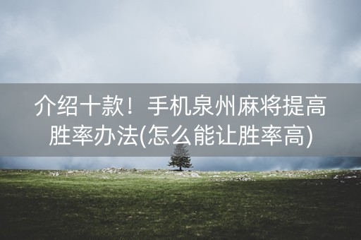 介绍十款！手机泉州麻将提高胜率办法(怎么能让胜率高)