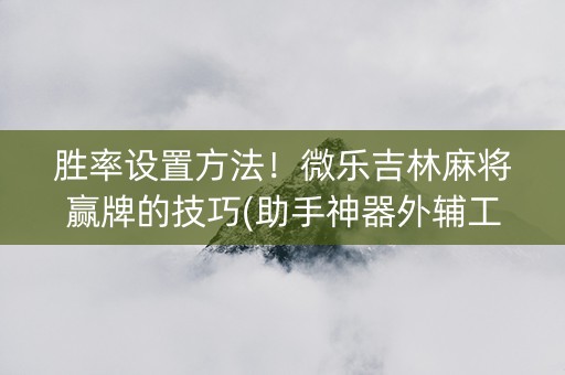 胜率设置方法！微乐吉林麻将赢牌的技巧(助手神器外辅工具)