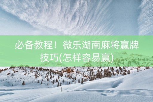 必备教程！微乐湖南麻将赢牌技巧(怎样容易赢)