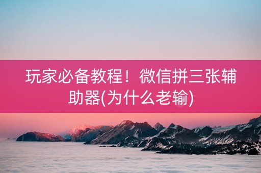 玩家必备教程！微信拼三张辅助器(为什么老输)