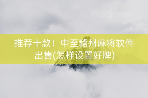 推荐十款！中至赣州麻将软件出售(怎样设置好牌)