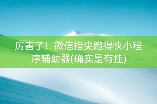 厉害了！微信指尖跑得快小程序辅助器(确实是有挂)