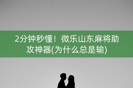 2分钟秒懂！微乐山东麻将助攻神器(为什么总是输)