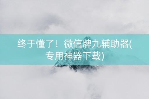 终于懂了！微信牌九辅助器(专用神器下载)