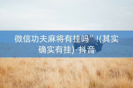 微信功夫麻将有挂吗”!(其实确实有挂)-抖音