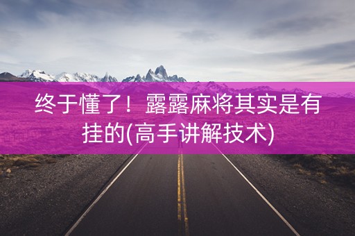 终于懂了！露露麻将其实是有挂的(高手讲解技术)
