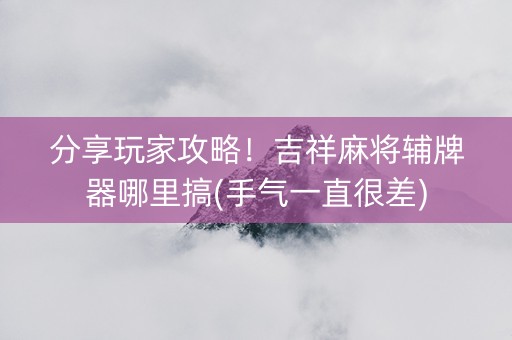 分享玩家攻略！吉祥麻将辅牌器哪里搞(手气一直很差)