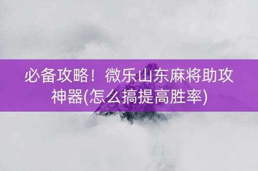 必备攻略！微乐山东麻将助攻神器(怎么搞提高胜率)