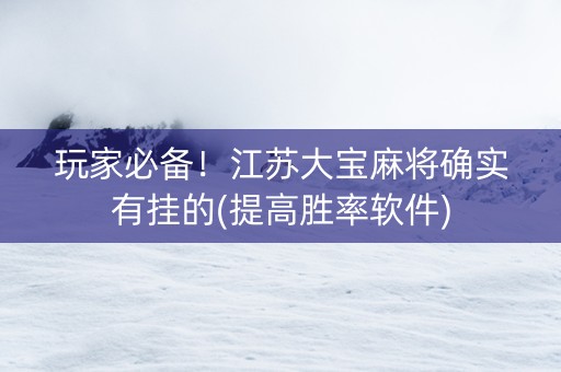 玩家必备！江苏大宝麻将确实有挂的(提高胜率软件)