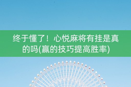 终于懂了！心悦麻将有挂是真的吗(赢的技巧提高胜率)