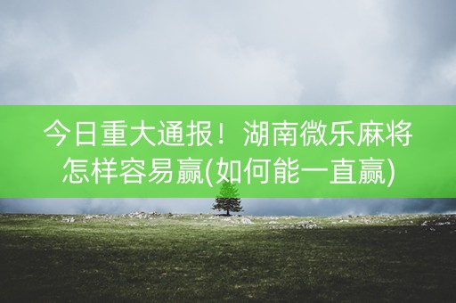 今日重大通报！湖南微乐麻将怎样容易赢(如何能一直赢)