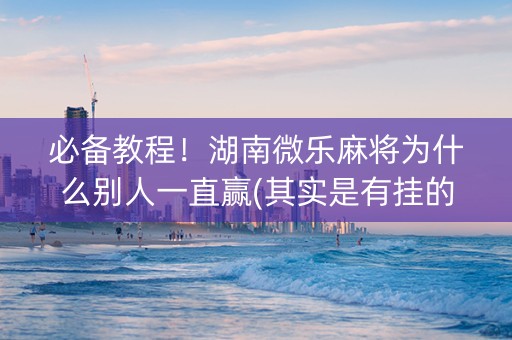 必备教程！湖南微乐麻将为什么别人一直赢(其实是有挂的)