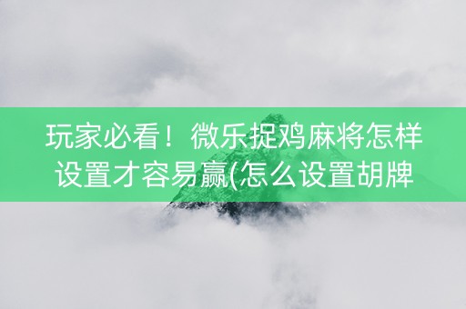 玩家必看！微乐捉鸡麻将怎样设置才容易赢(怎么设置胡牌)