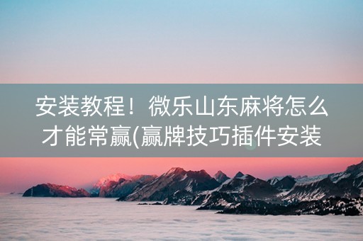 安装教程！微乐山东麻将怎么才能常赢(赢牌技巧插件安装)