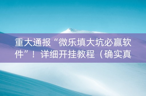 重大通报“微乐填大坑必赢软件”！详细开挂教程（确实真的有挂)-抖音
