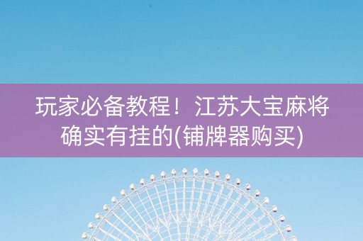 玩家必备教程！江苏大宝麻将确实有挂的(铺牌器购买)