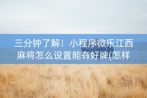 三分钟了解！小程序微乐江西麻将怎么设置能有好牌(怎样设置才容易赢)