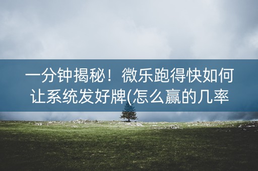一分钟揭秘！微乐跑得快如何让系统发好牌(怎么赢的几率大)