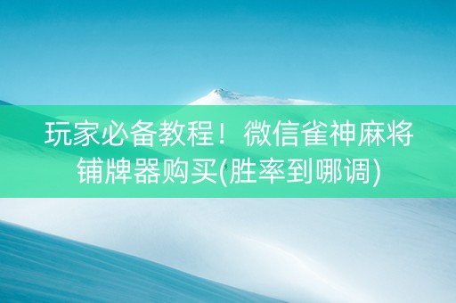 玩家必备教程！微信雀神麻将铺牌器购买(胜率到哪调)