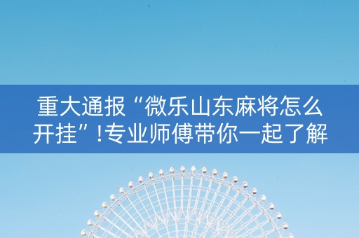 重大通报“微乐山东麻将怎么开挂”!专业师傅带你一起了解（详细教程）-抖音