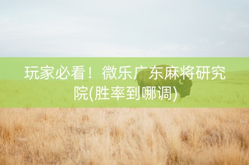 玩家必看！微乐广东麻将研究院(胜率到哪调)