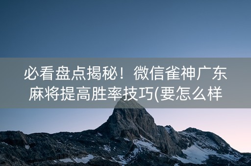 必看盘点揭秘！微信雀神广东麻将提高胜率技巧(要怎么样拿到好牌)