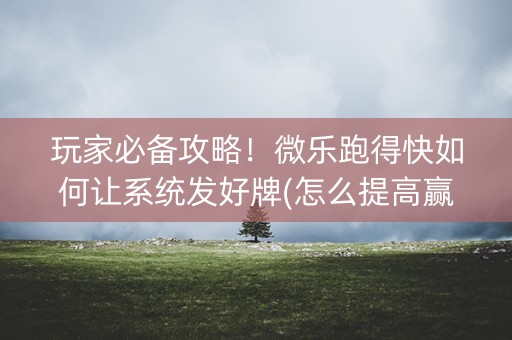 玩家必备攻略！微乐跑得快如何让系统发好牌(怎么提高赢牌率)