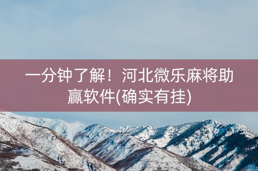 一分钟了解！河北微乐麻将助赢软件(确实有挂)