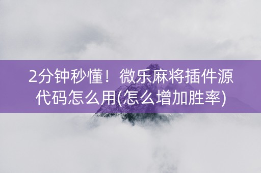 2分钟秒懂！微乐麻将插件源代码怎么用(怎么增加胜率)
