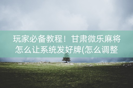 玩家必备教程！甘肃微乐麻将怎么让系统发好牌(怎么调整胜率)