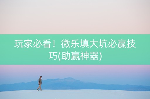 玩家必看！微乐填大坑必赢技巧(助赢神器)