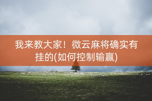 我来教大家！微云麻将确实有挂的(如何控制输赢)