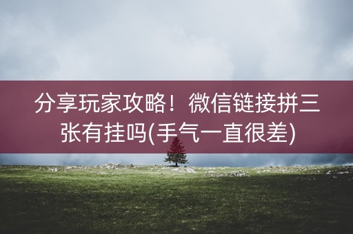 分享玩家攻略！微信链接拼三张有挂吗(手气一直很差)