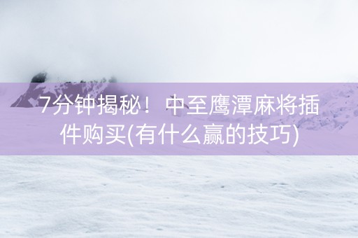 7分钟揭秘！中至鹰潭麻将插件购买(有什么赢的技巧)