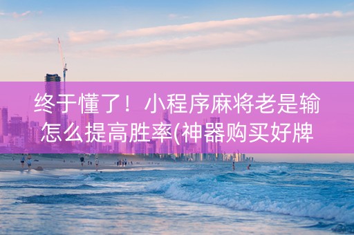 终于懂了！小程序麻将老是输怎么提高胜率(神器购买好牌规律)
