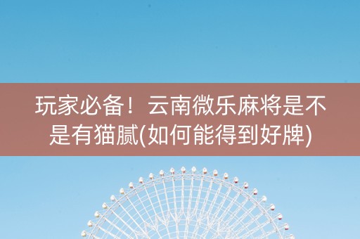 玩家必备！云南微乐麻将是不是有猫腻(如何能得到好牌)