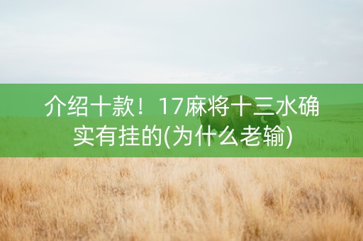 介绍十款！17麻将十三水确实有挂的(为什么老输)